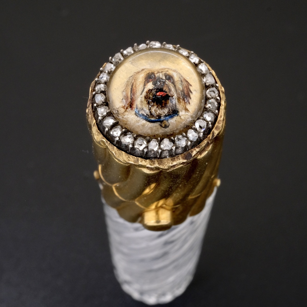 Essex Crystal Smelling Salts Bottle With Gold And Diamonds, 19th Century-photo-5