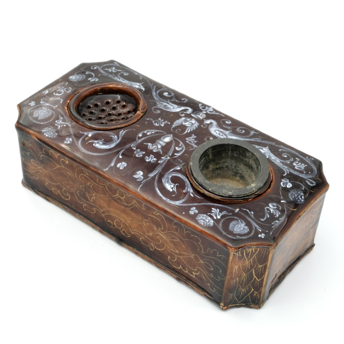 Limoges Enamel Inkwell, 18th Century, Renaissance Style-photo-2