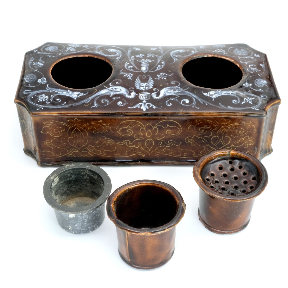 Limoges Enamel Inkwell, 18th Century, Renaissance Style-photo-4