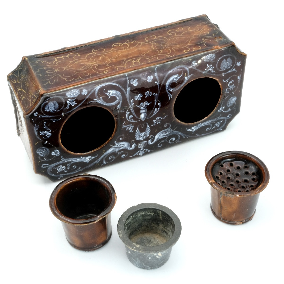 Limoges Enamel Inkwell, 18th Century, Renaissance Style-photo-1