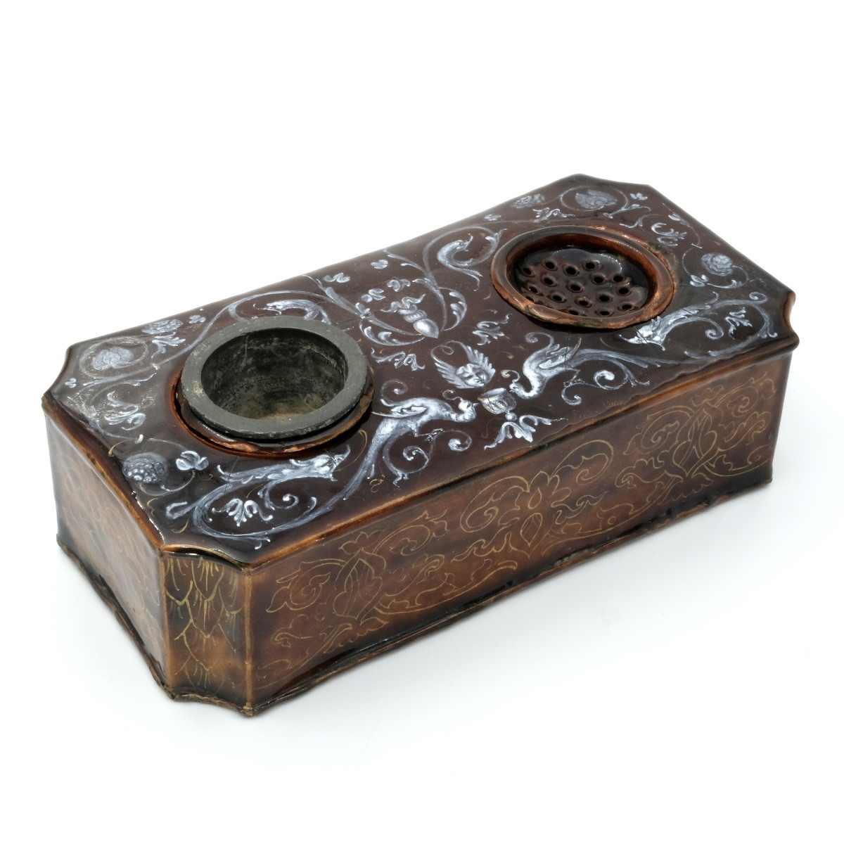 Limoges Enamel Inkwell, 18th Century, Renaissance Style-photo-2