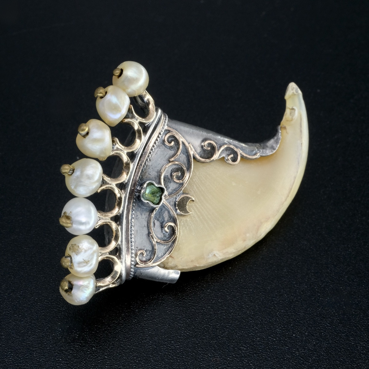 Broche griffe, perles, or et argent Napoléon III-photo-2