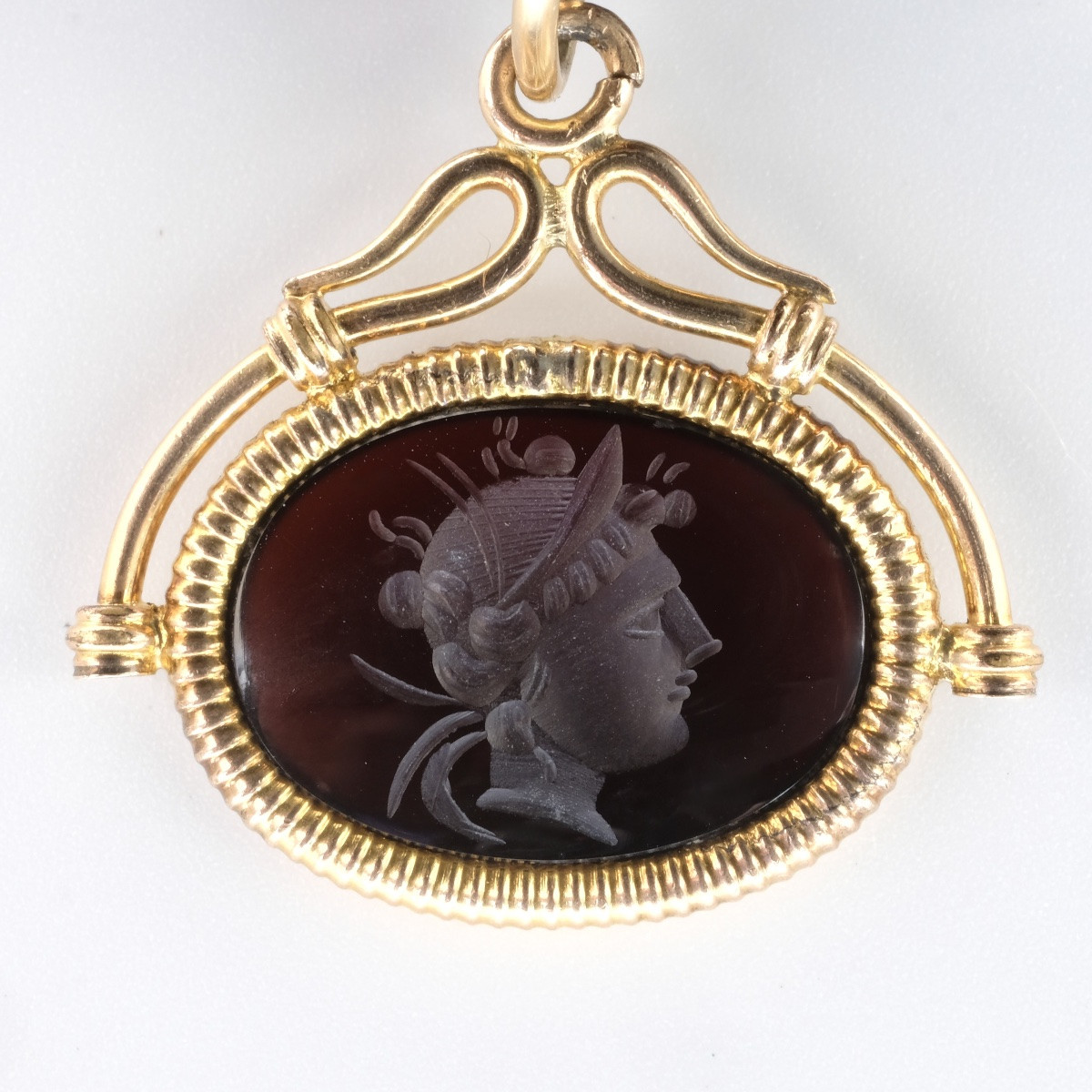 Broche articul&eacute;e &eacute;caille et intaille agate brune, Napol&eacute;on III-photo-2