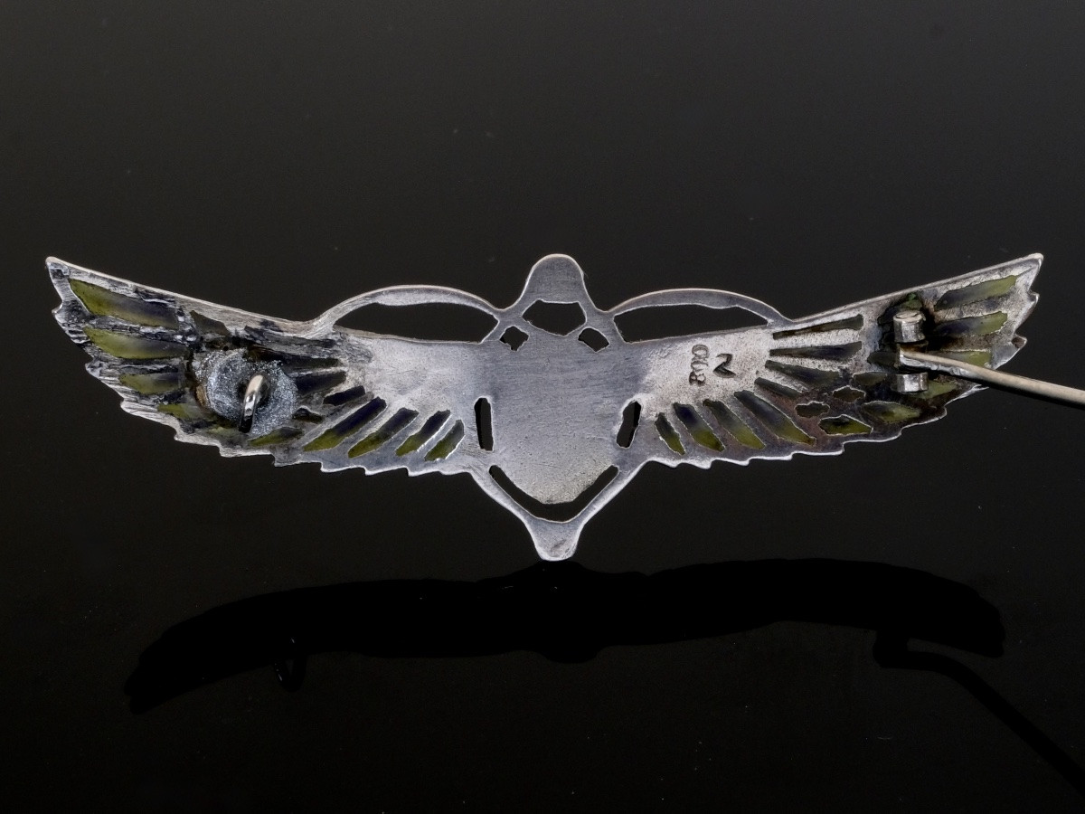 Winged Scarab Brooch, Plique-à-jour Style, And Silver, Egyptomania Period, Circa 1900-photo-2