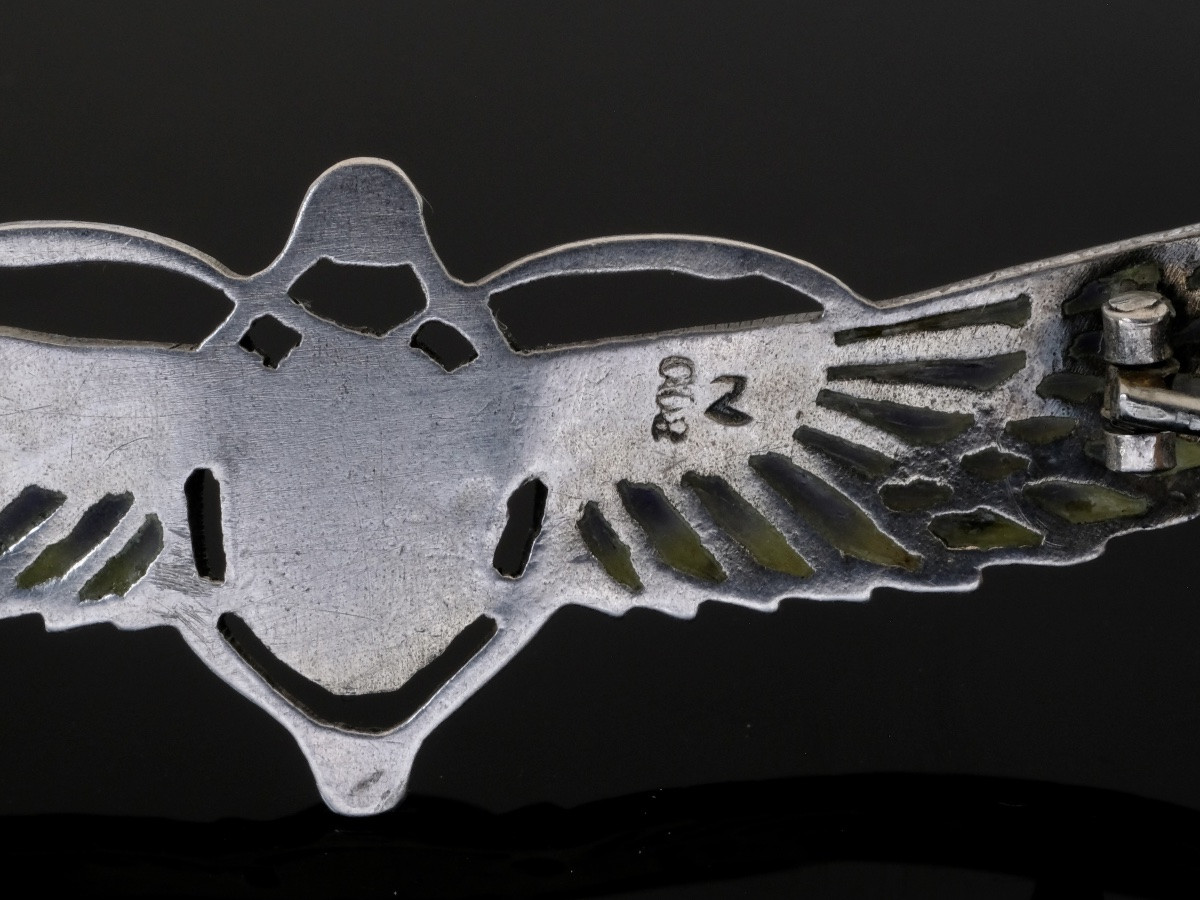 Winged Scarab Brooch, Plique-à-jour Style, And Silver, Egyptomania Period, Circa 1900-photo-3