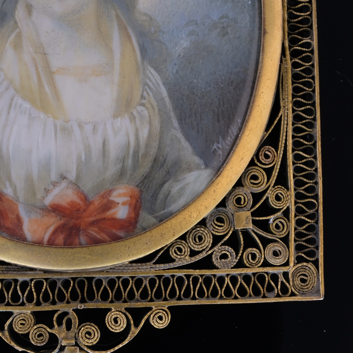 Miniature pendentif sentimental époque Empire, signée Muller-photo-3