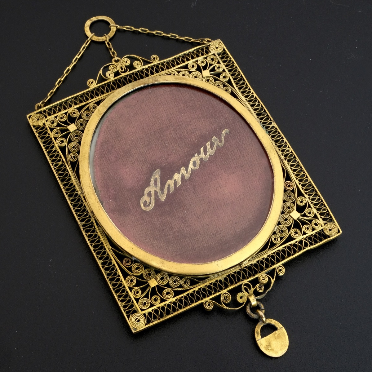 Miniature pendentif sentimental époque Empire, signée Muller-photo-4
