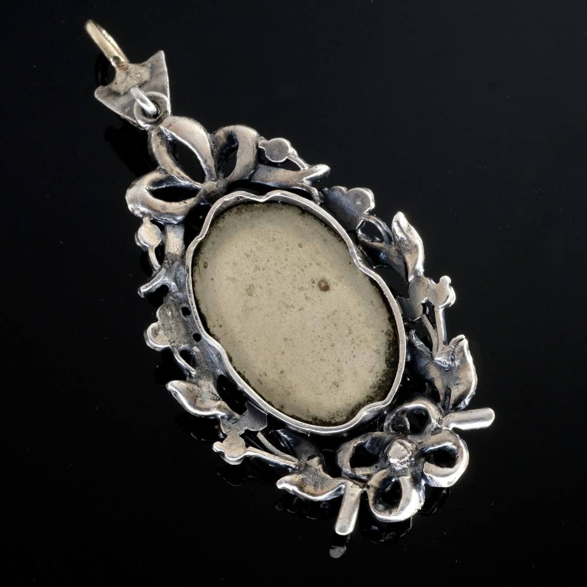 Pendentif époque Napoléon III camée et cristaux argent et or-photo-1