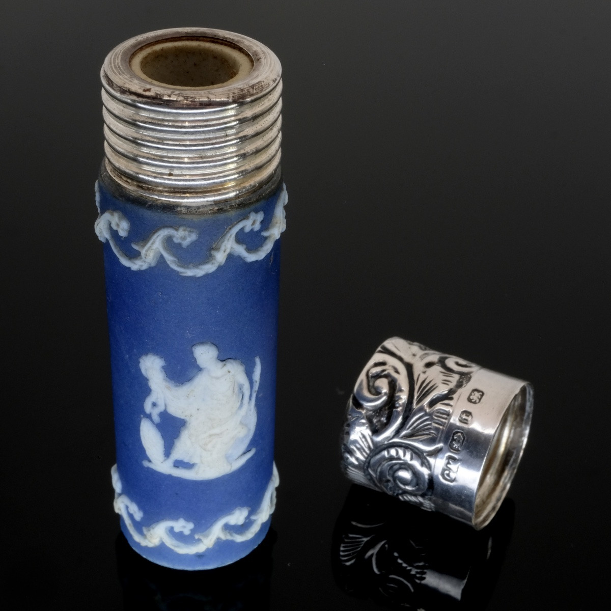 Flacon à sels-parfum argent wedgwood Charles May fin 19ème-photo-4