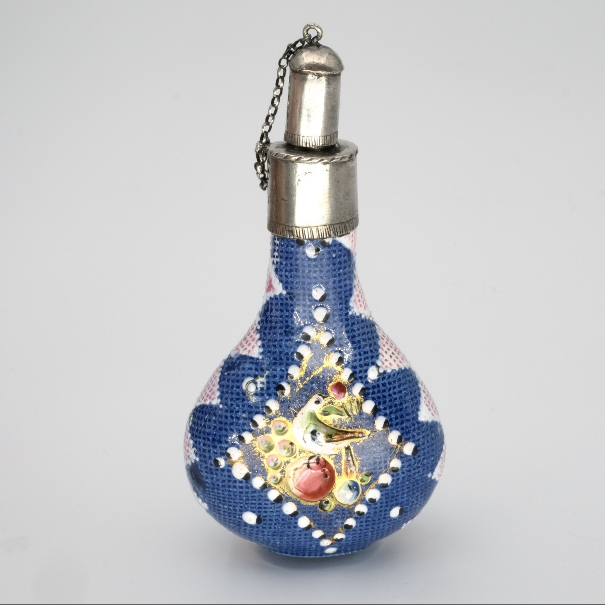 Enamel And Silver Flask With Birds And Bouquets, Louis XV Period-photo-2