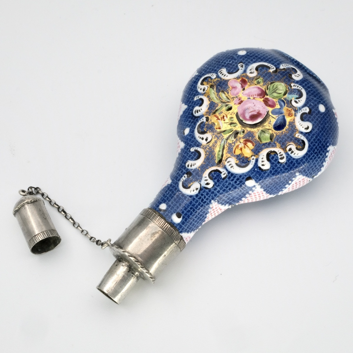 Enamel And Silver Flask With Birds And Bouquets, Louis XV Period-photo-3