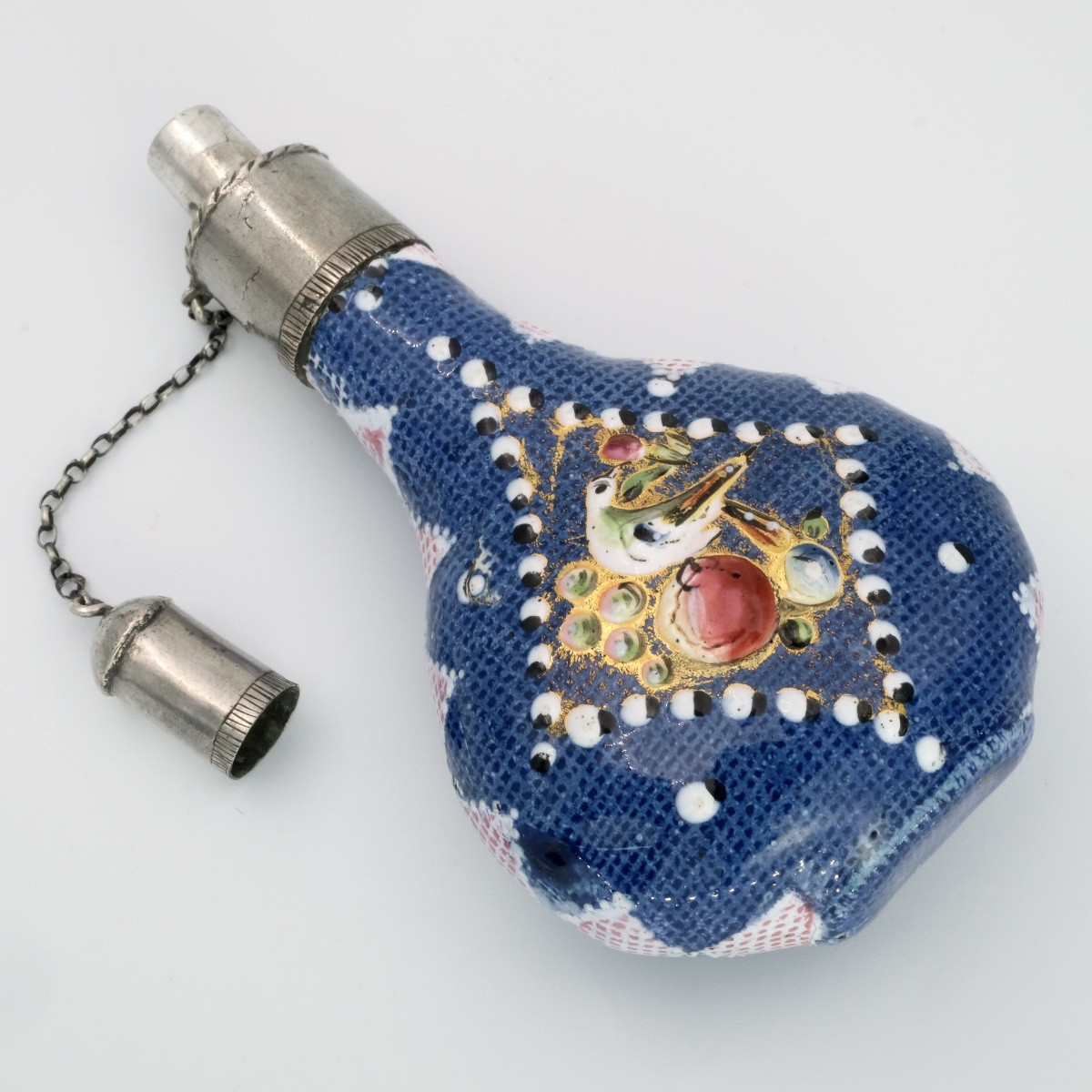 Enamel And Silver Flask With Birds And Bouquets, Louis XV Period-photo-4