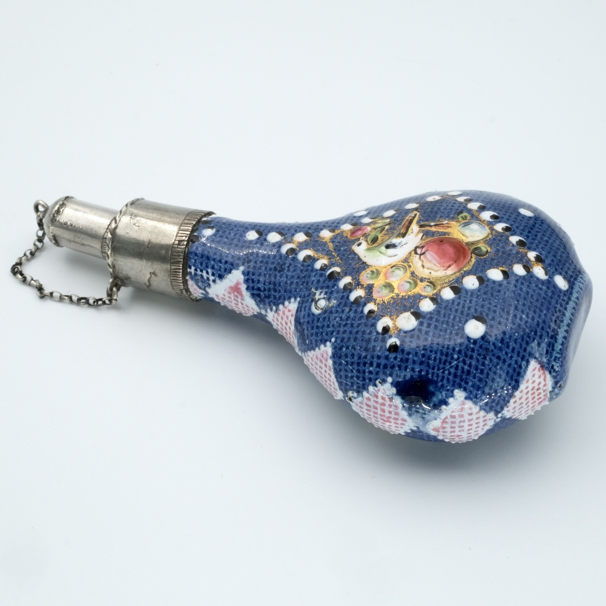 Enamel And Silver Flask With Birds And Bouquets, Louis XV Period-photo-1
