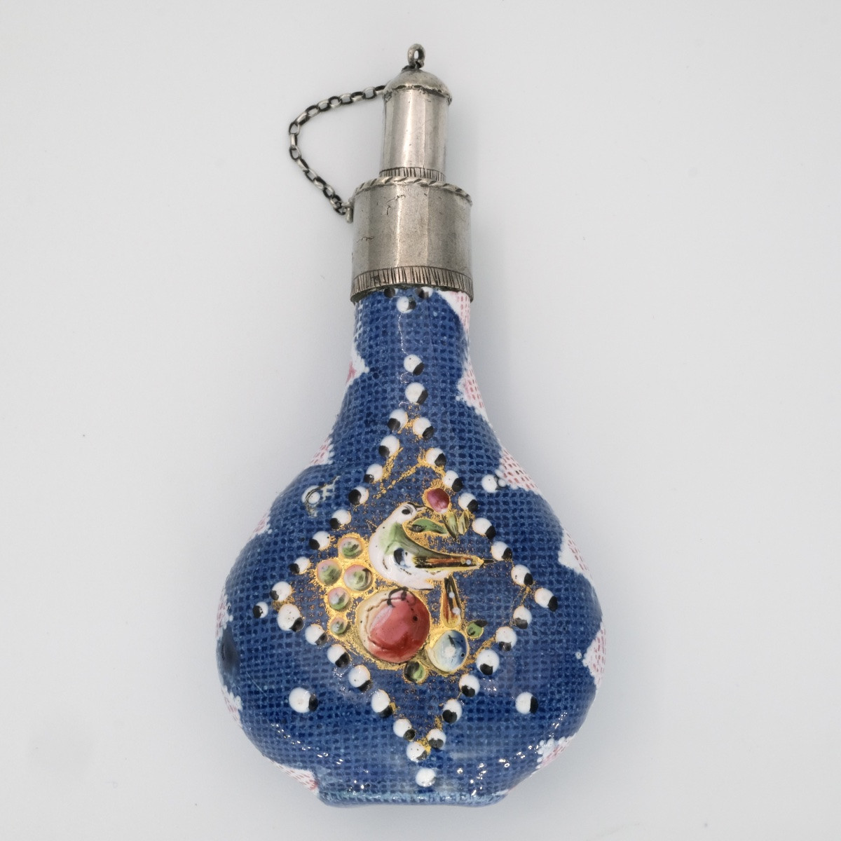 Enamel And Silver Flask With Birds And Bouquets, Louis XV Period-photo-3
