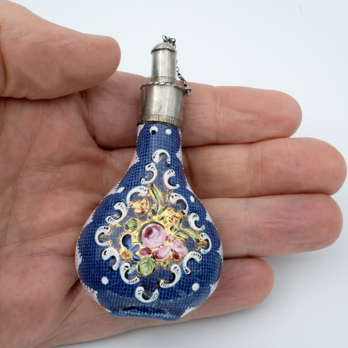 Enamel And Silver Flask With Birds And Bouquets, Louis XV Period-photo-6