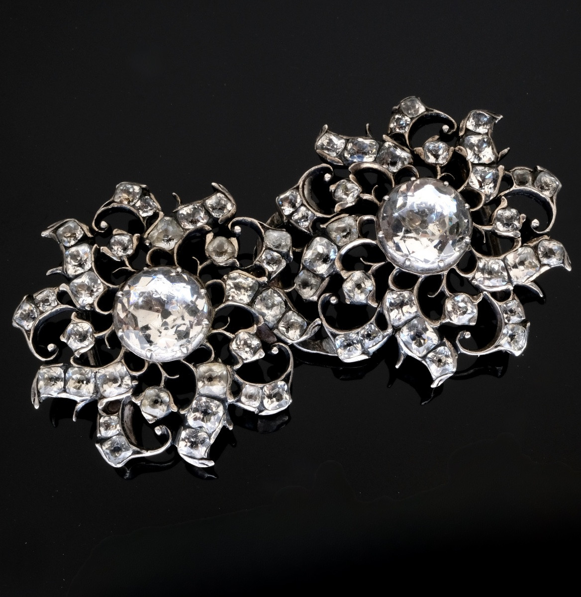 18th Century Silver And Rhinestone Belt Buckle-photo-4