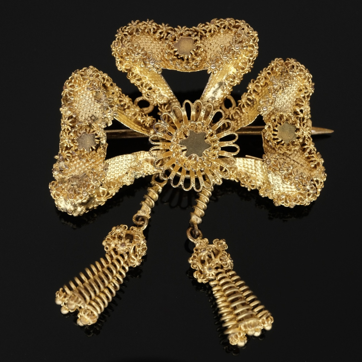 Gold Brooch With Knot And Tassels, Restoration Period, Charles X-photo-2
