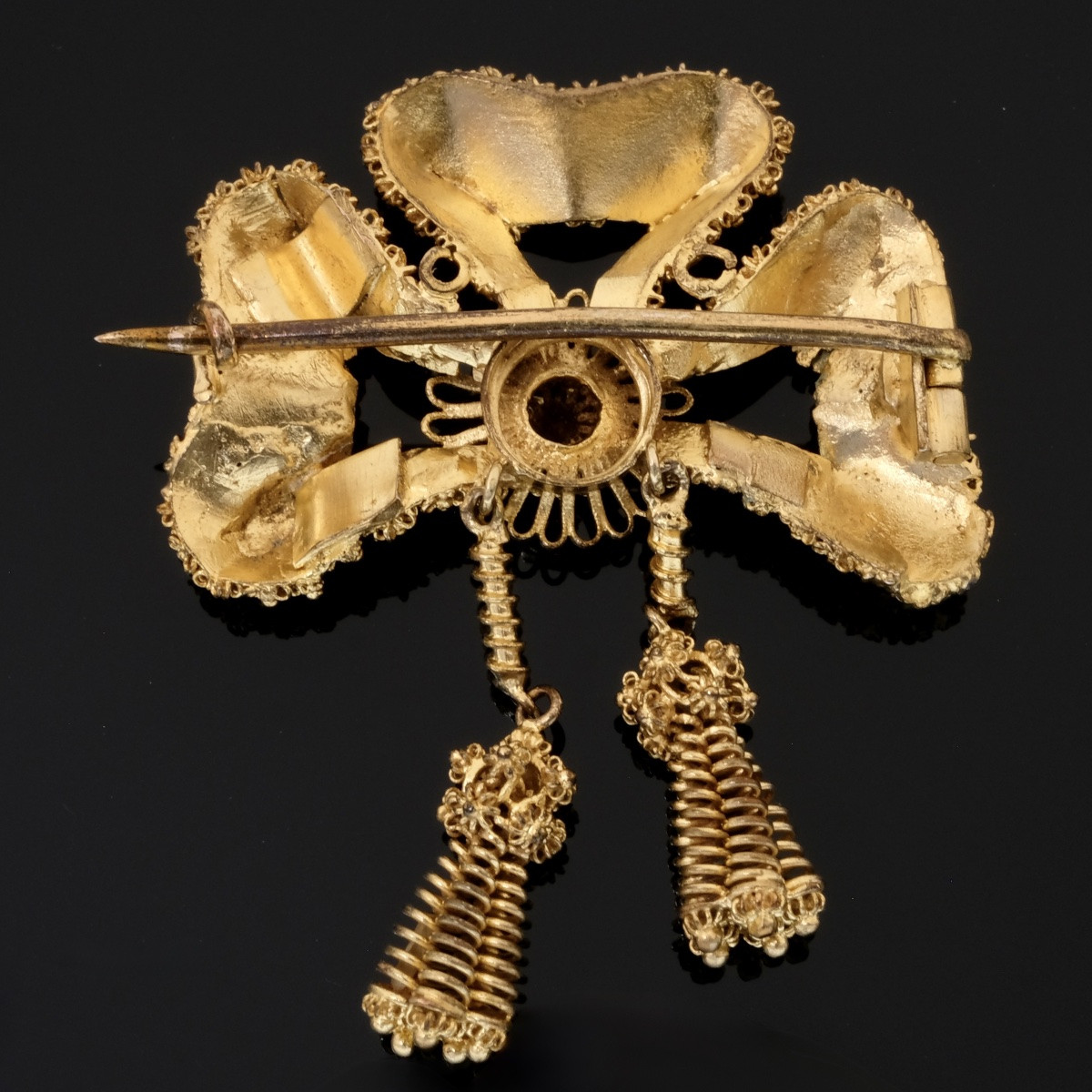 Gold Brooch With Knot And Tassels, Restoration Period, Charles X-photo-1