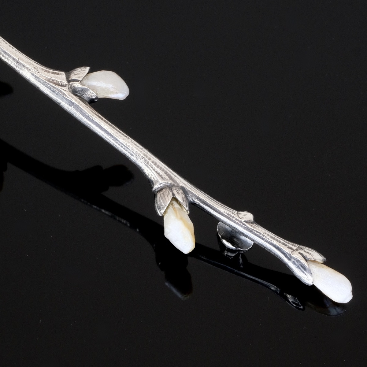Art Nouveau Silver And Pearl Branch Brooch Attributed To Martin Mayer-photo-3