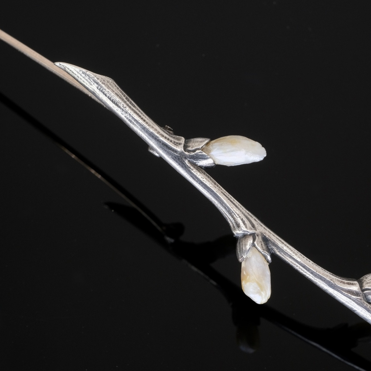 Art Nouveau Silver And Pearl Branch Brooch Attributed To Martin Mayer-photo-4