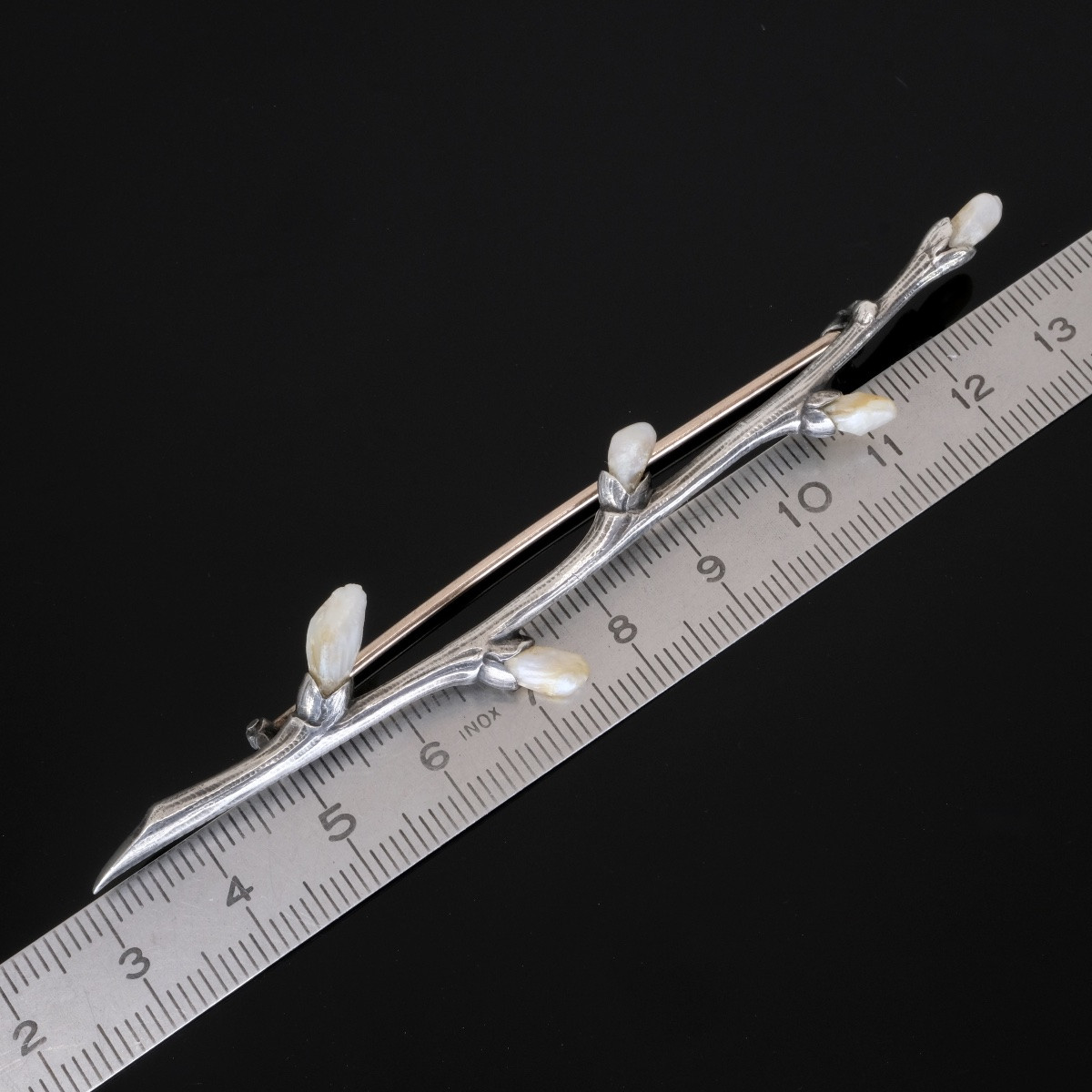 Art Nouveau Silver And Pearl Branch Brooch Attributed To Martin Mayer-photo-3