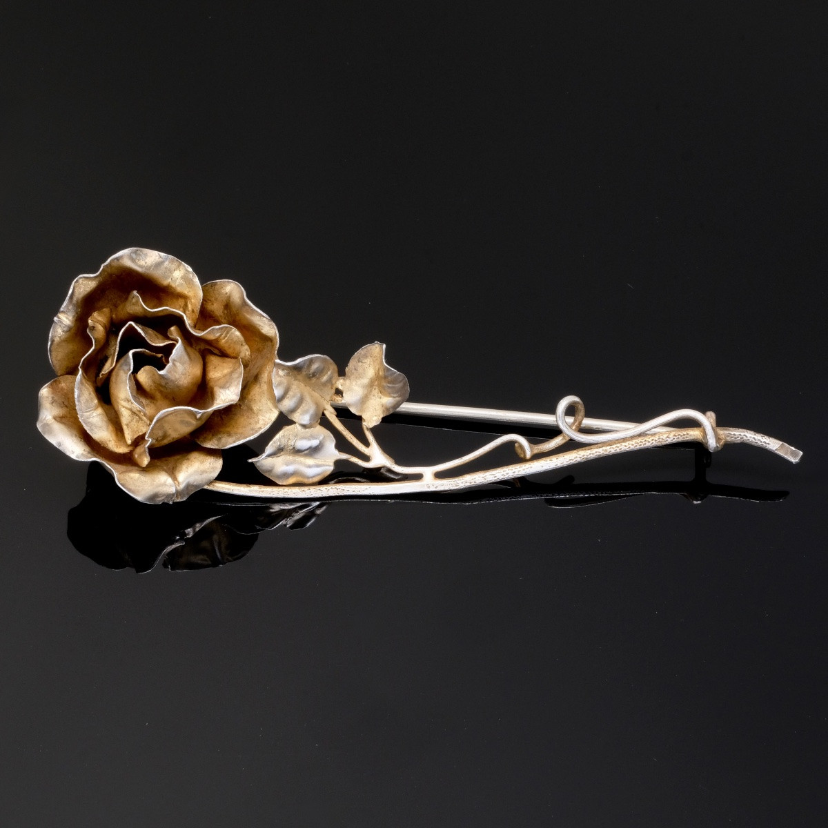 Grande broche fleur vermeil école de Nancy époque Art Nouveau-photo-2