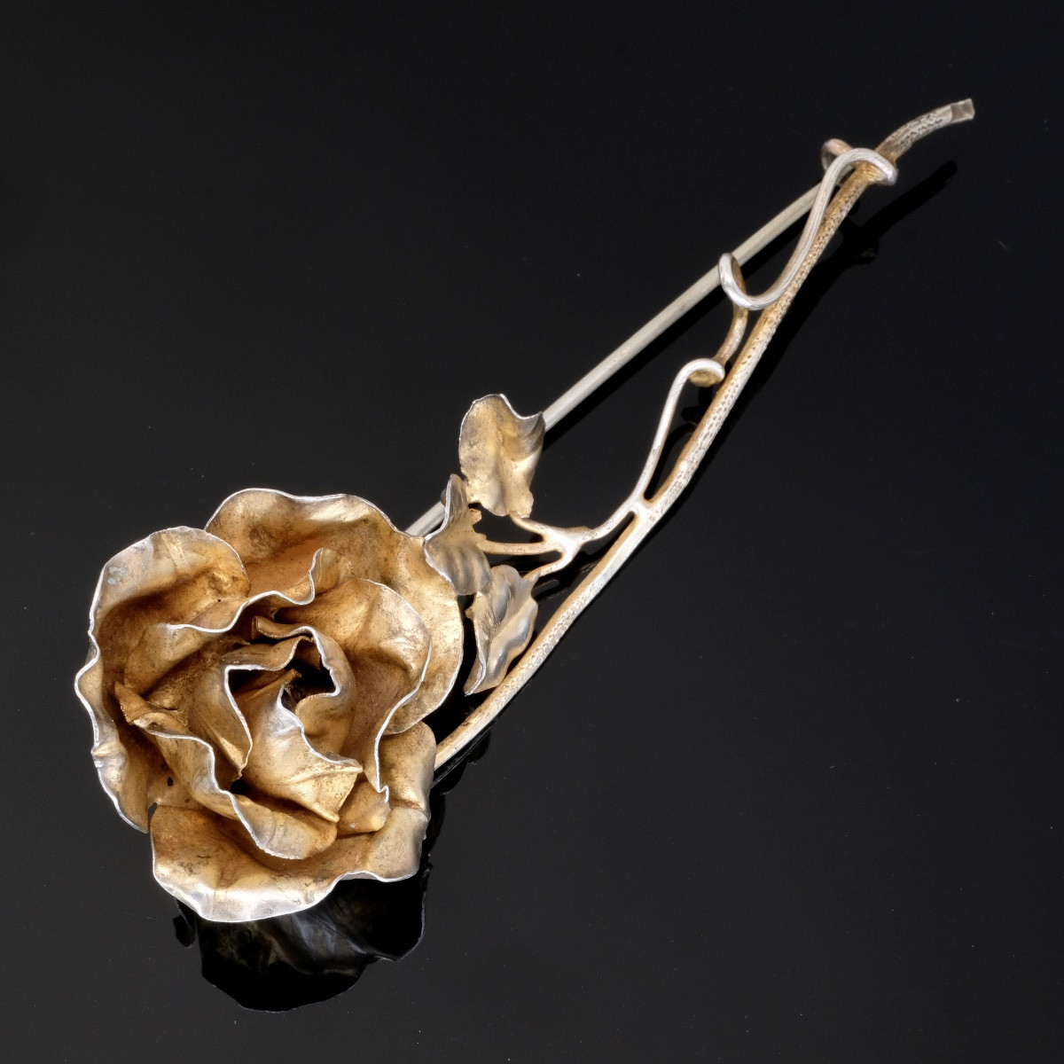 Grande broche fleur vermeil école de Nancy époque Art Nouveau-photo-3