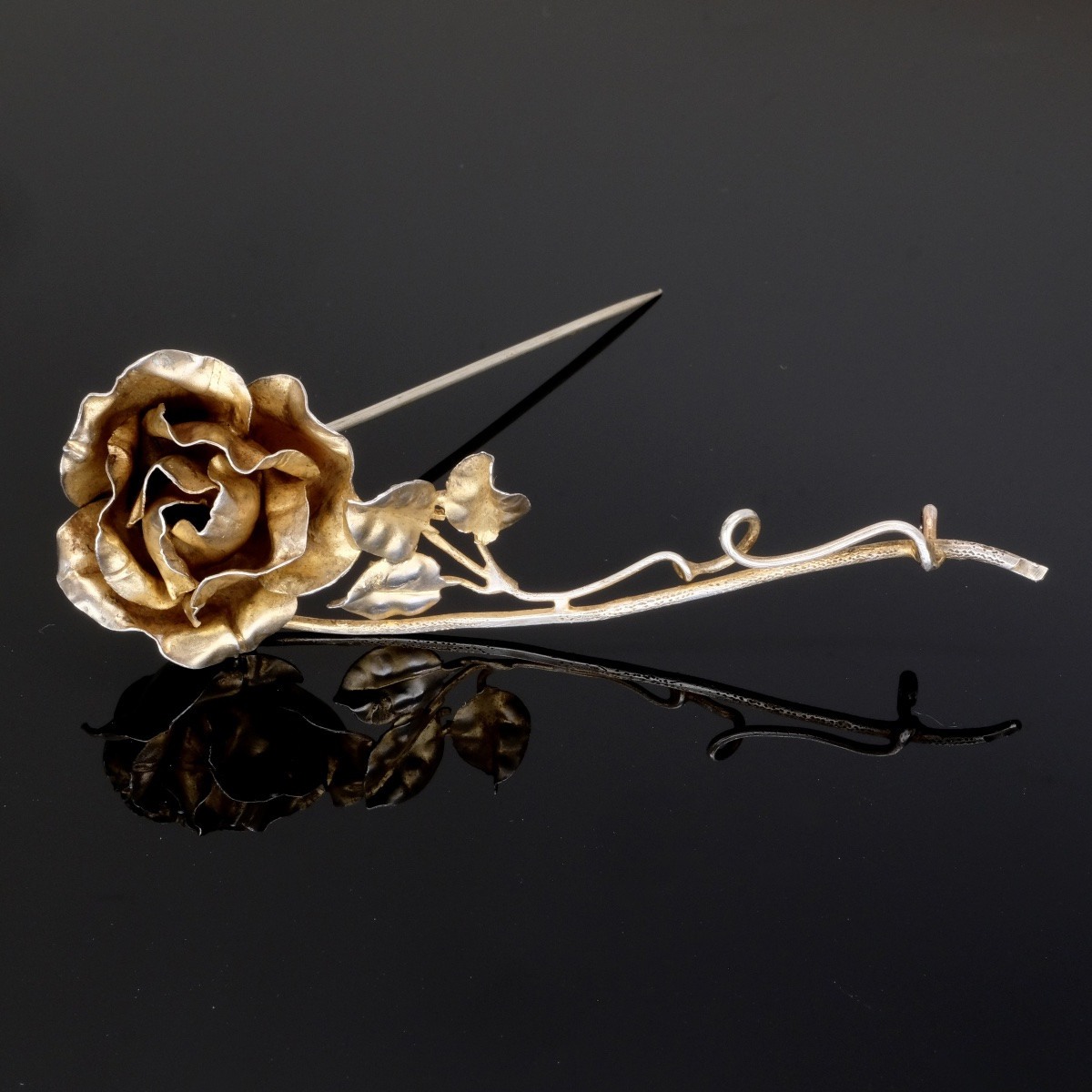 Grande broche fleur vermeil école de Nancy époque Art Nouveau-photo-4