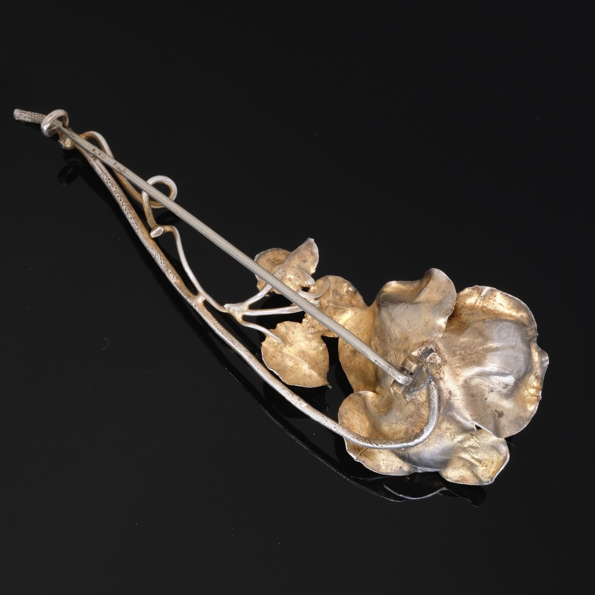 Grande broche fleur vermeil école de Nancy époque Art Nouveau-photo-1