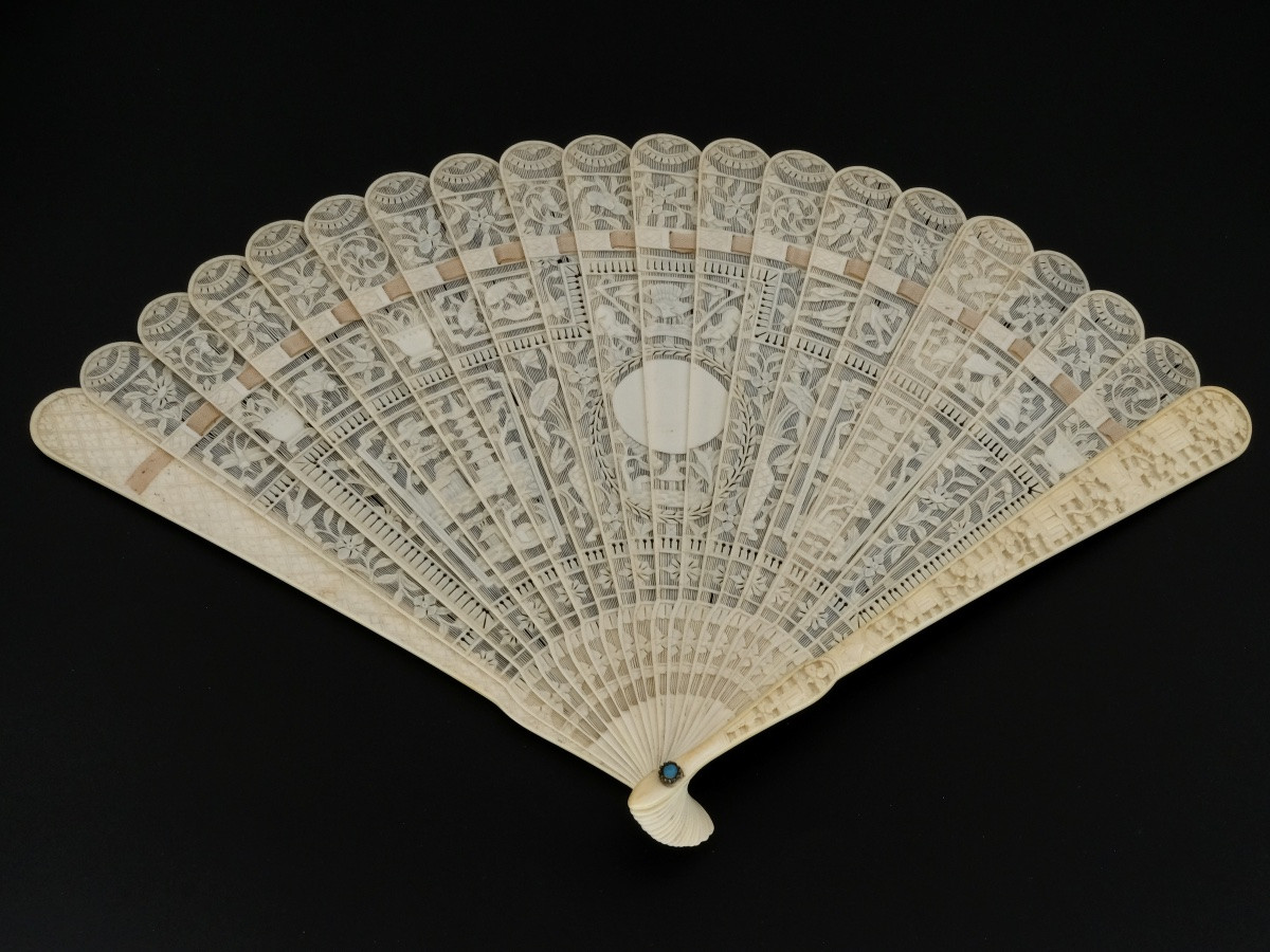 Carved Openwork Fan Canton 19th Century Ernest Kees-photo-2