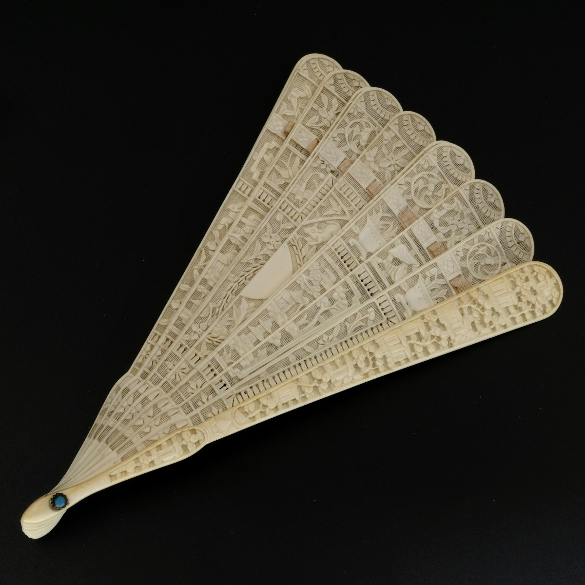 Carved Openwork Fan Canton 19th Century Ernest Kees-photo-4