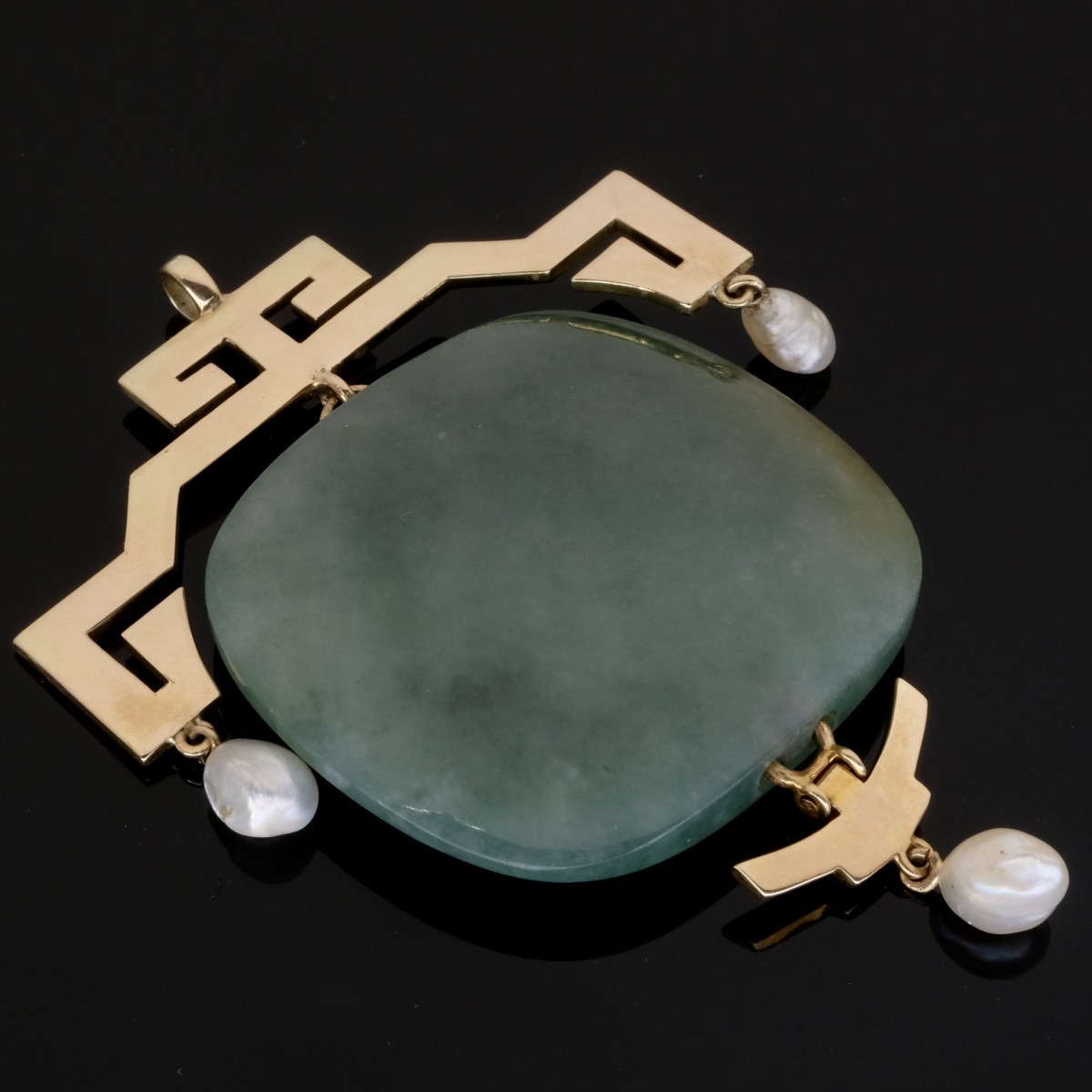 Pendentif époque Art Déco or, jade et perles-photo-3