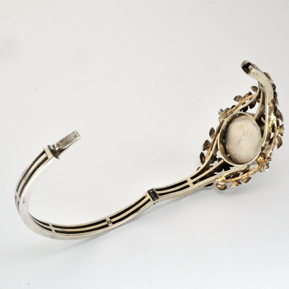 Bracelet Napoléon III vermeil, perles, miniature de dame-photo-1