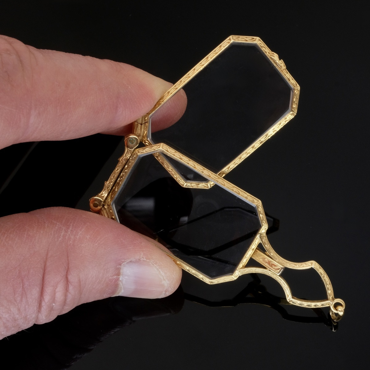 Rectangular Hand Pendant In 18-carat Gold Belle époque-photo-3