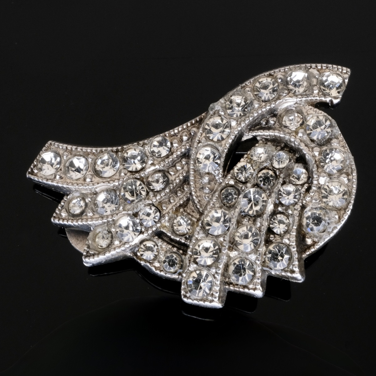 Silver Double Clip Brooch 1940s-photo-4
