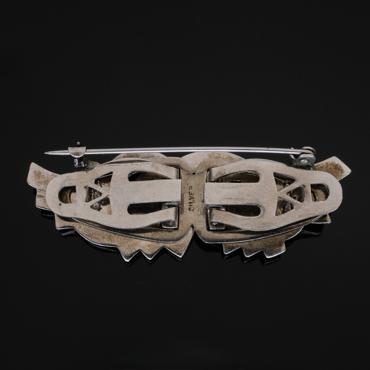 Silver Double Clip Brooch 1940s-photo-4