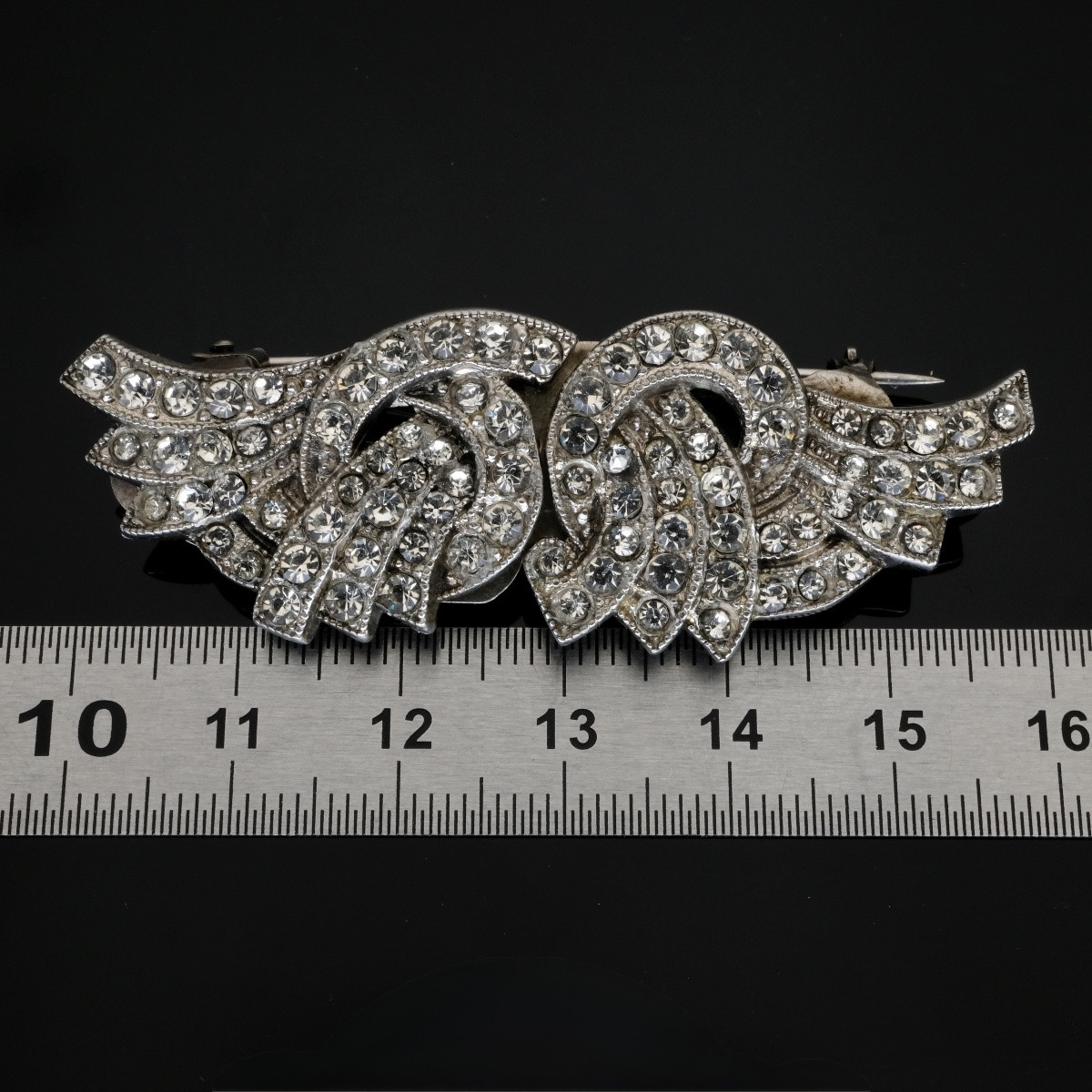 Silver Double Clip Brooch 1940s-photo-6