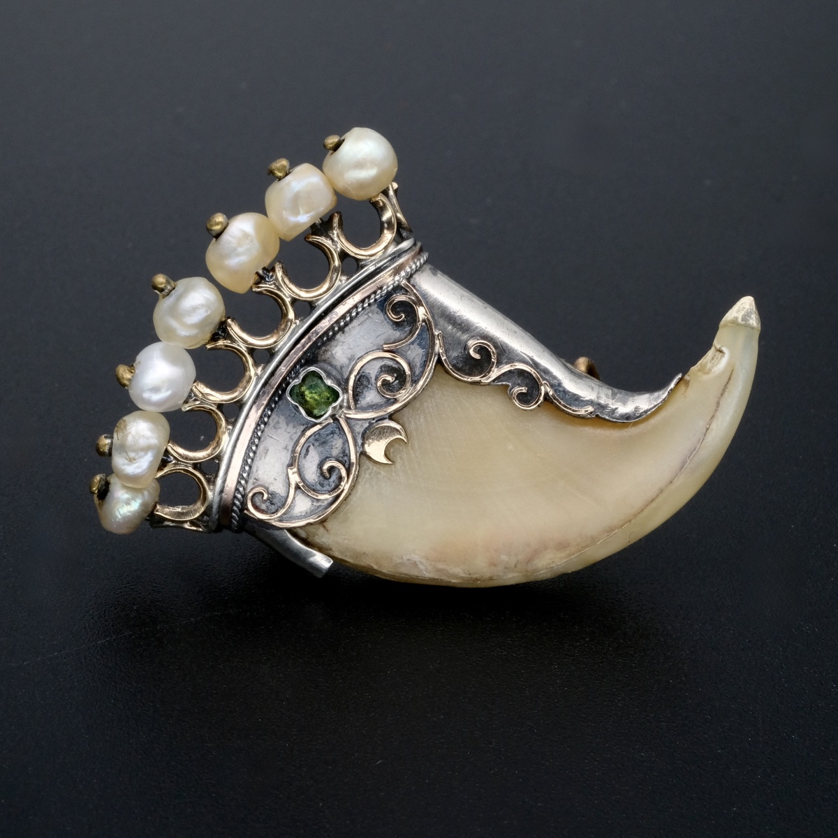 Broche griffe, Perles, Or et Argent 19ème siècle, Napoléon III-photo-3