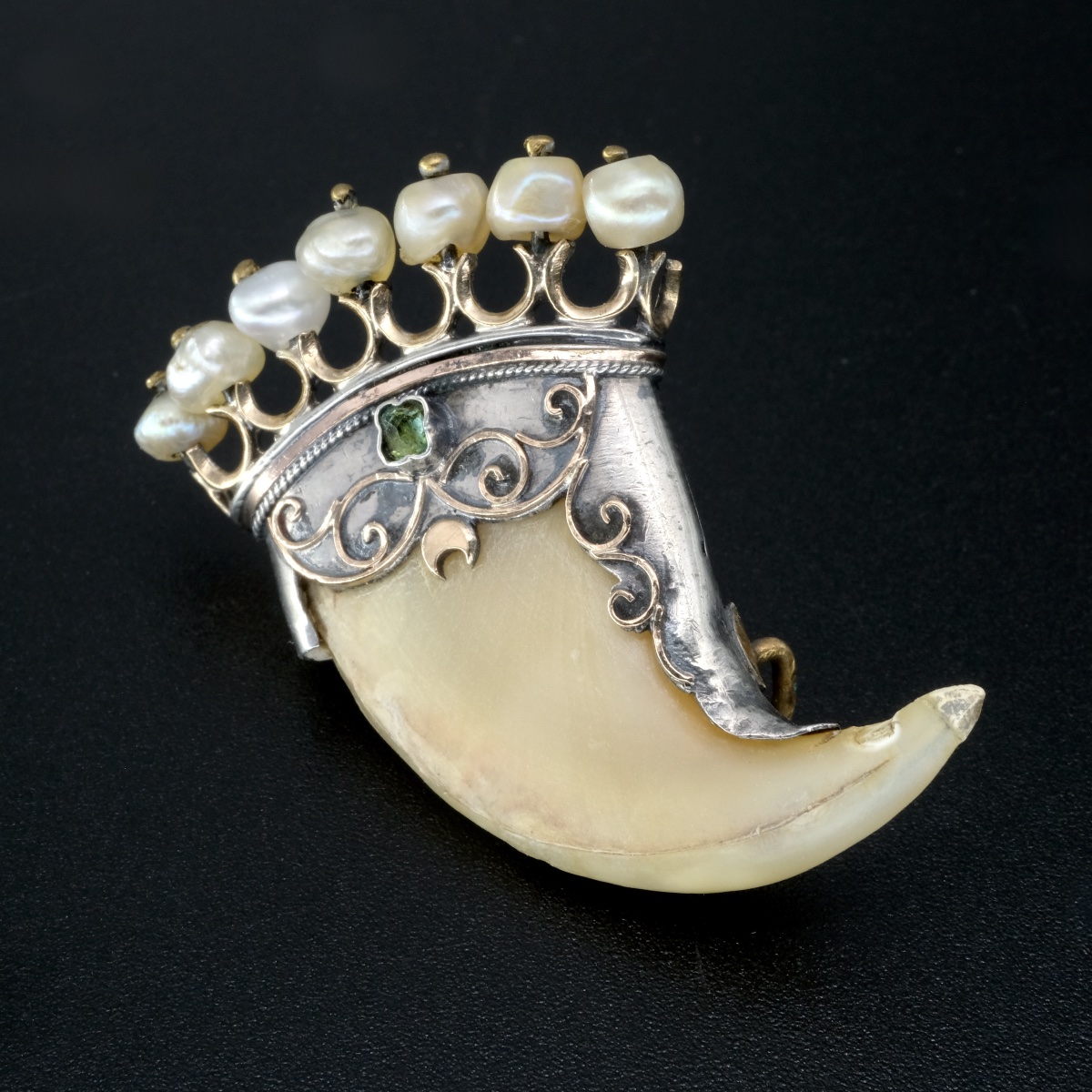 Broche griffe, Perles, Or et Argent 19ème siècle, Napoléon III-photo-4