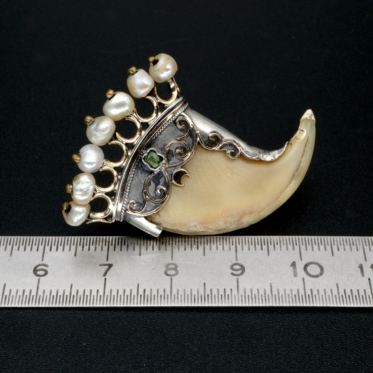 Broche griffe, Perles, Or et Argent 19ème siècle, Napoléon III-photo-3