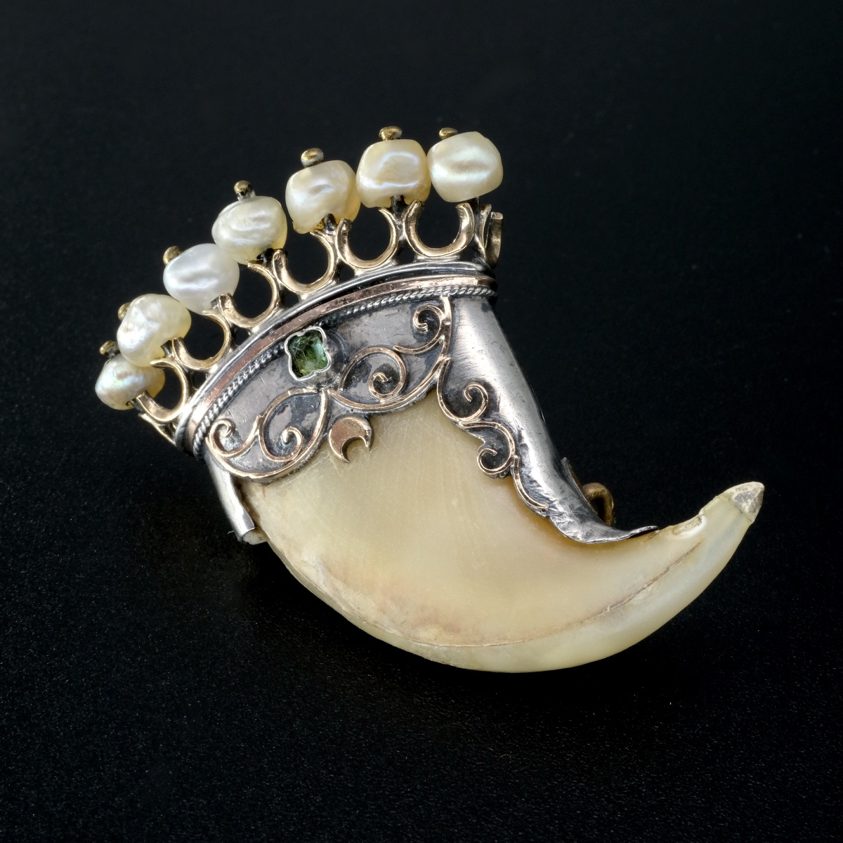 Broche griffe, Perles, Or et Argent 19ème siècle, Napoléon III