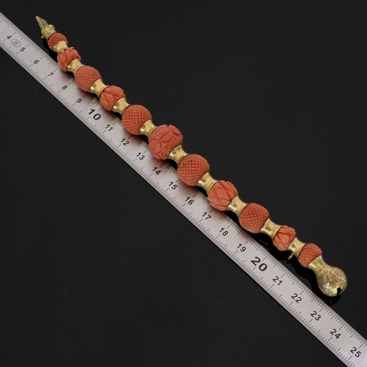Bracelet début 19ème siècle Corail sculpté et Pomponne-photo-4
