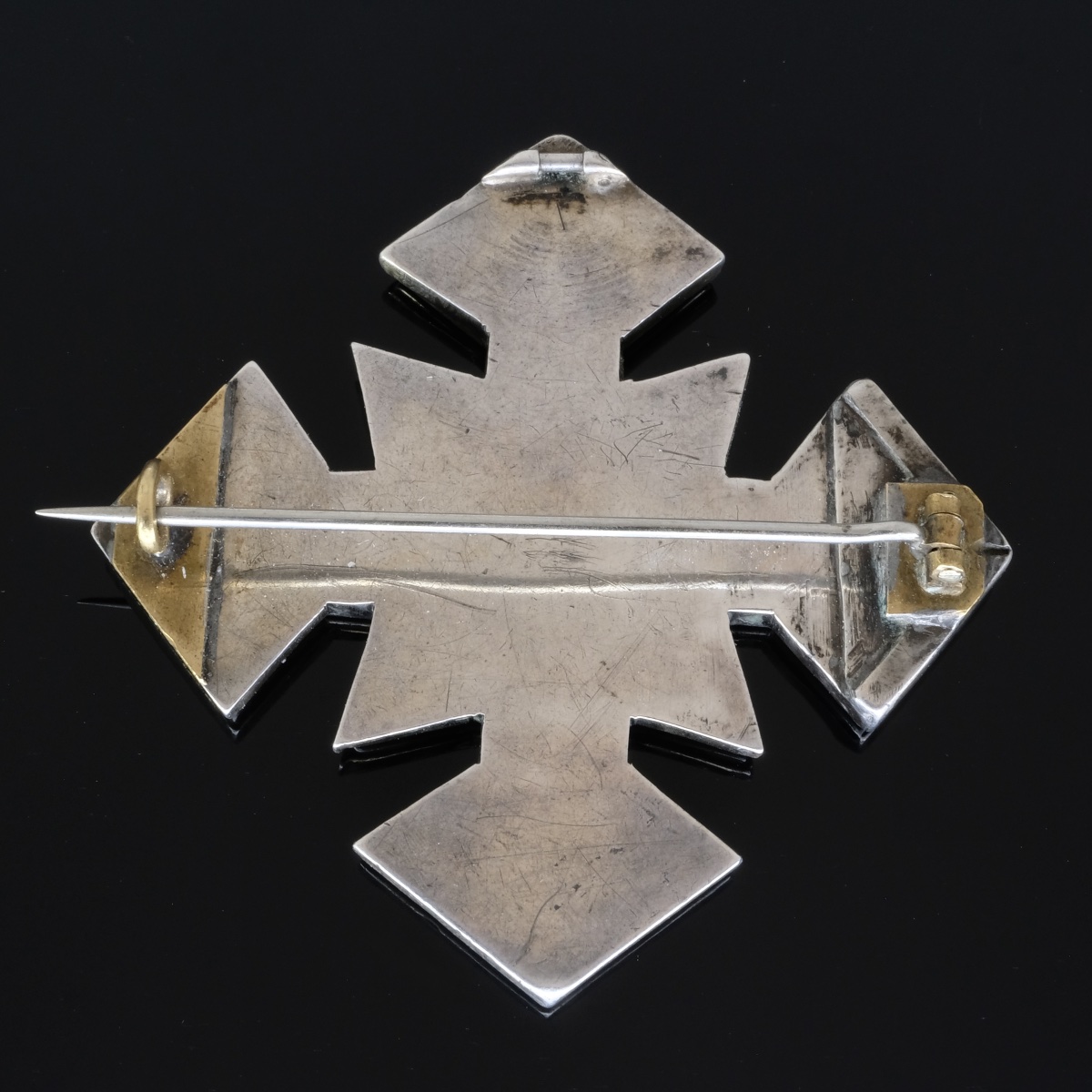 broche croix Micromosaïque Argent époque Napoléon III-photo-4