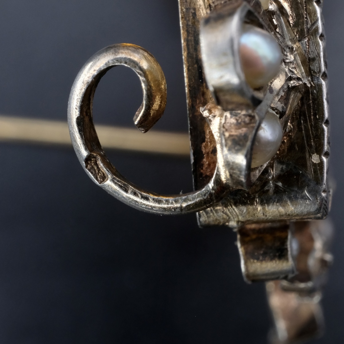 Broche Napoléon III chérubin musicien, Argent Émail et Perles-photo-2