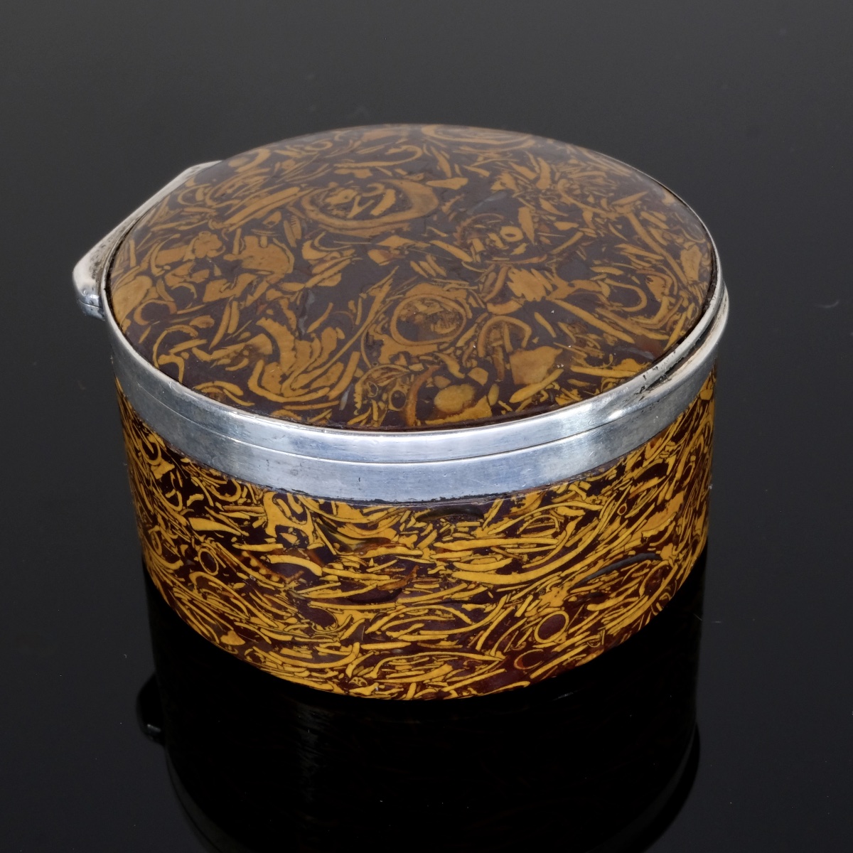 19th-century Silver-plated Calligraphy Box With Jasper Inlay-photo-3