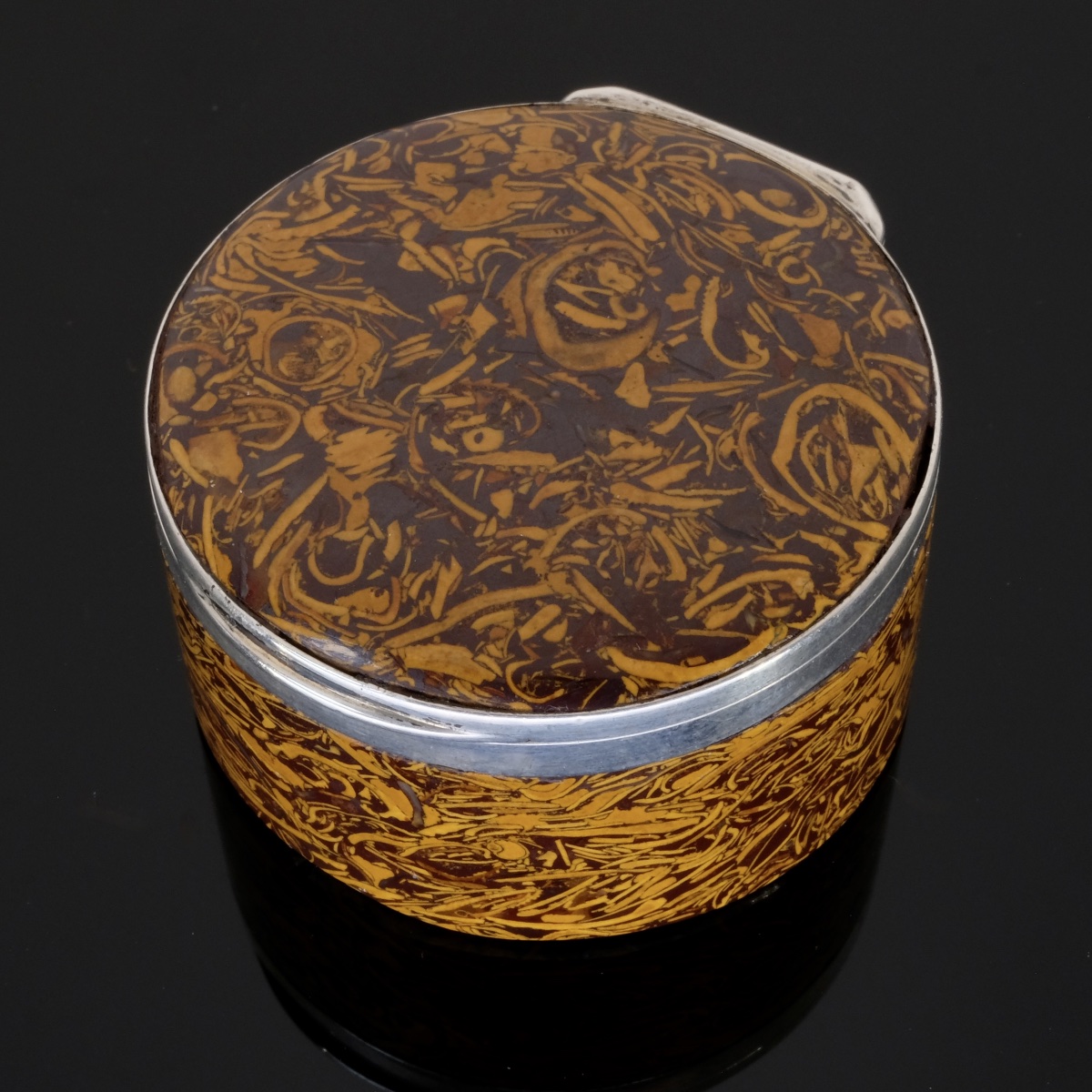 19th-century Silver-plated Calligraphy Box With Jasper Inlay-photo-2