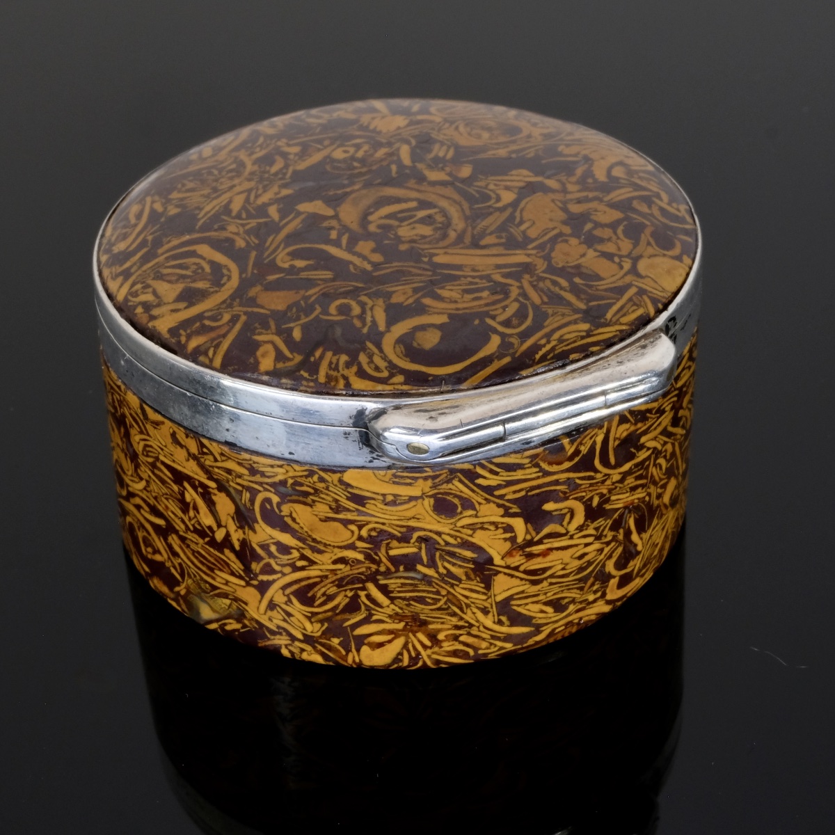 19th-century Silver-plated Calligraphy Box With Jasper Inlay-photo-4