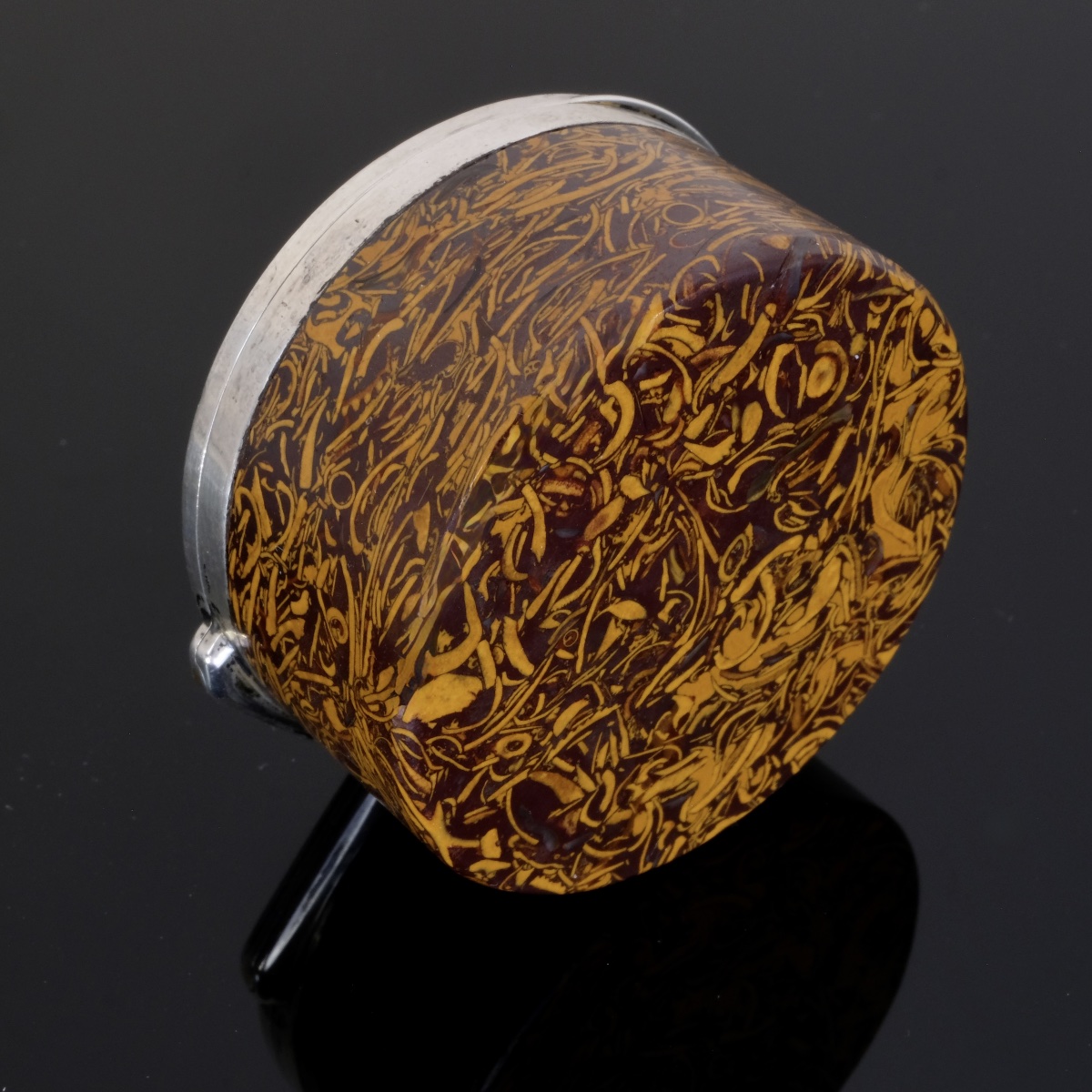 19th-century Silver-plated Calligraphy Box With Jasper Inlay-photo-2