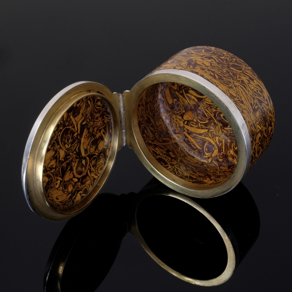 19th-century Silver-plated Calligraphy Box With Jasper Inlay-photo-3