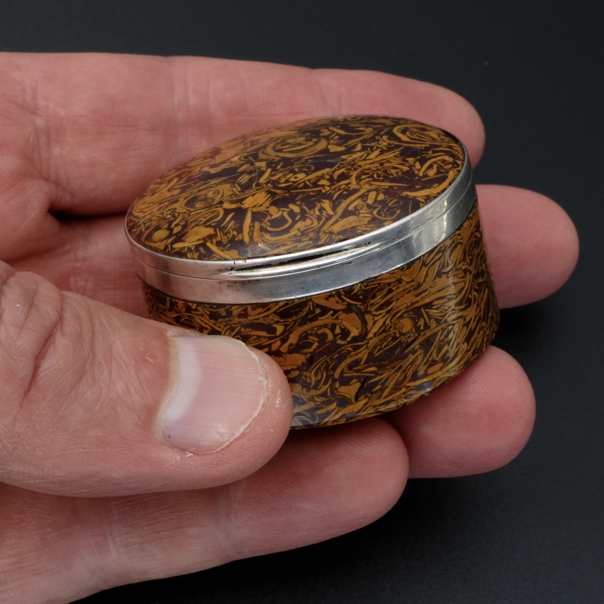 19th-century Silver-plated Calligraphy Box With Jasper Inlay-photo-4
